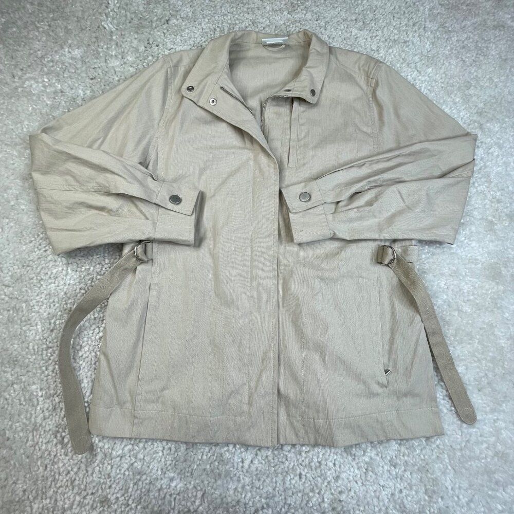 Akris Punto Buckle Utility Jacket Beige Khaki Womens 6